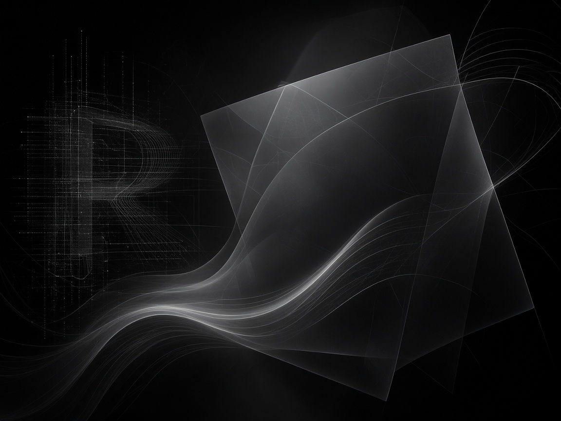 Abstract monochrome layers of light and translucent panels representing creative craft