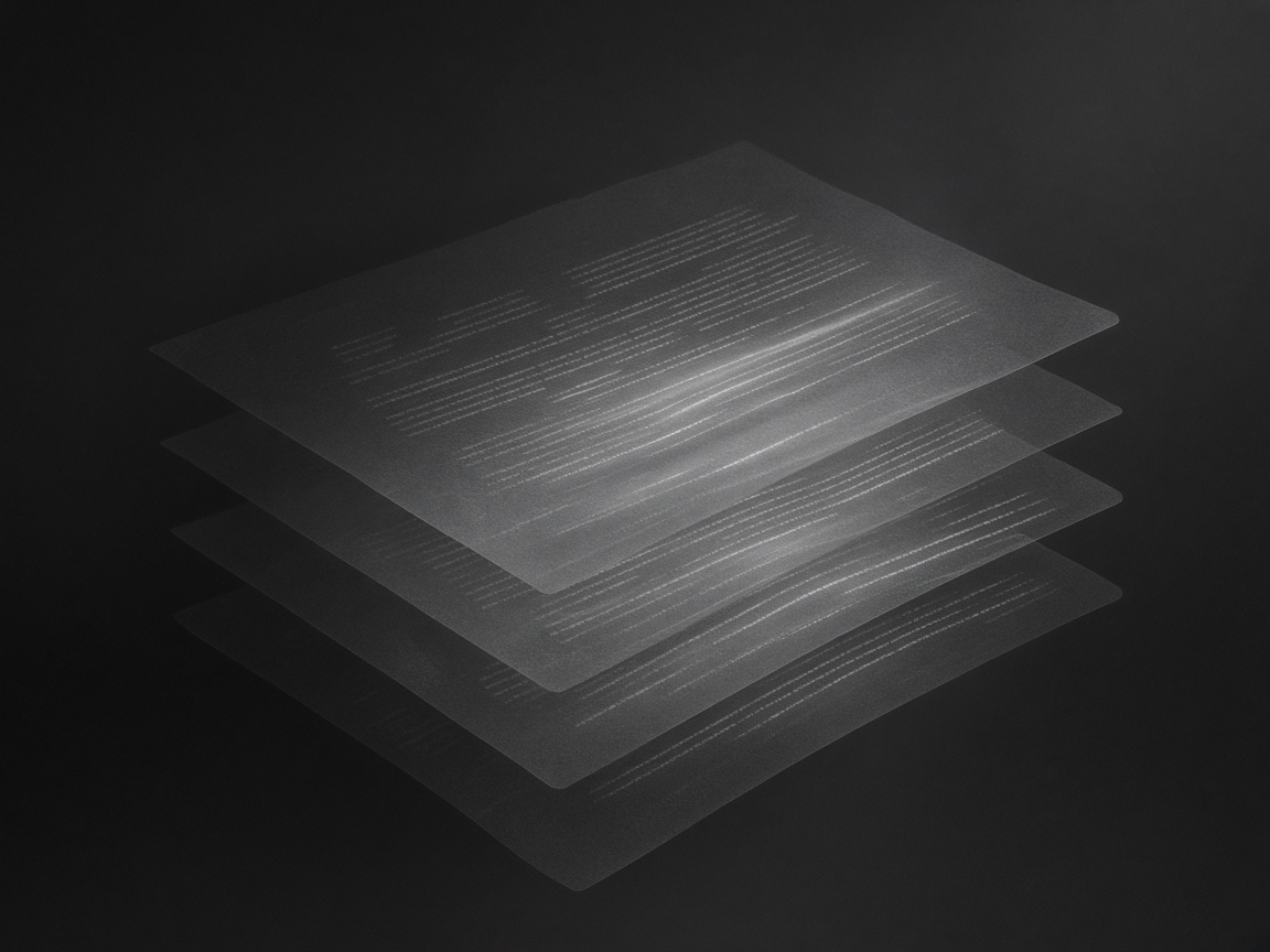 Abstract stacked translucent planes representing content architecture