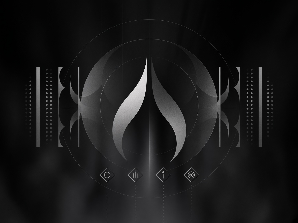 Abstract monochrome mirrored forms representing brand identity and positioning